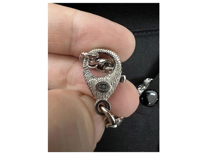 Chanel Kristall Choker Halskette Schwarz Weiß Double-C Mehrfarben - Ansicht 3