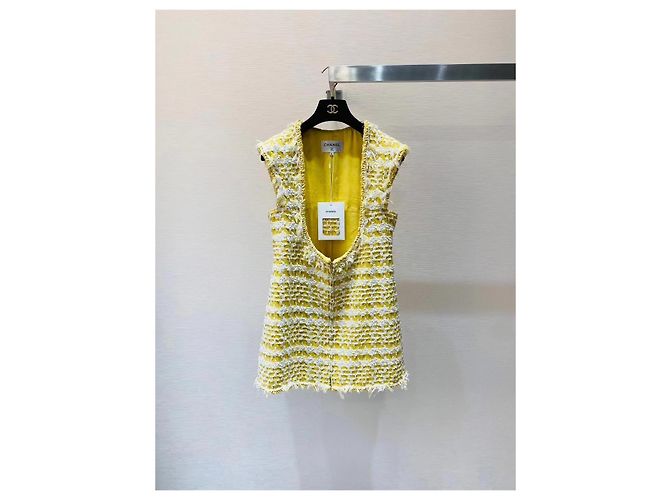 Vestido Chanel Amarillo de Tweed Colección Waterfall Multicolor - vista 5