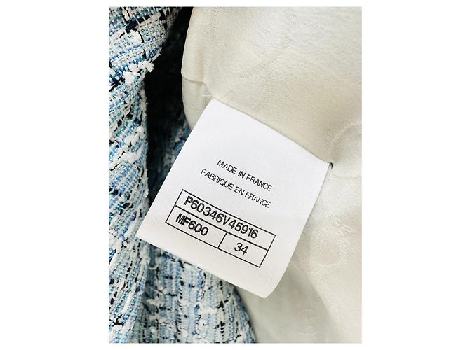 Set Due Pezzi Chanel Blazer e Pantaloni in Tweed Blu Multicolore - vista 4