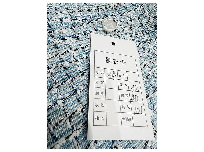Set Due Pezzi Chanel Blazer e Pantaloni in Tweed Blu Multicolore - vista 7