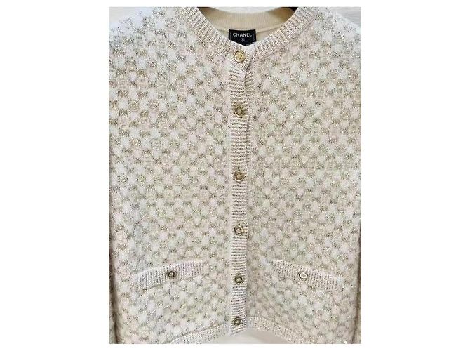 Chanel Cardigan und Rock Set aus goldener Wolle Mehrfarben - Ansicht 2