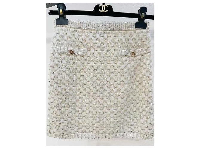 Chanel Cardigan und Rock Set aus goldener Wolle Mehrfarben - Ansicht 5