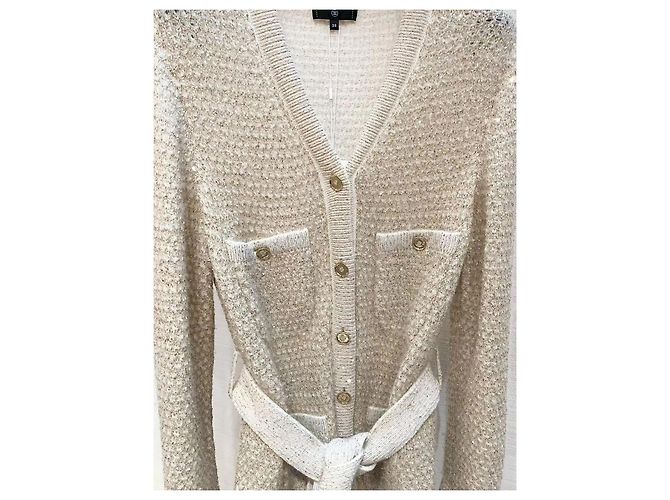 Chanel Strickjacke aus Wolle Beige mit Goldsequenzen Mehrfarben - Ansicht 2