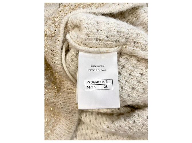 Chanel Strickjacke aus Wolle Beige mit Goldsequenzen Mehrfarben - Ansicht 6