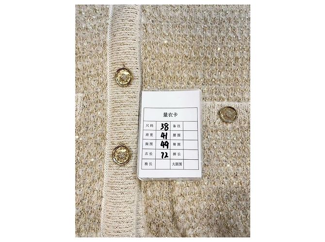 Chanel Strickjacke aus Wolle Beige mit Goldsequenzen Mehrfarben - Ansicht 7