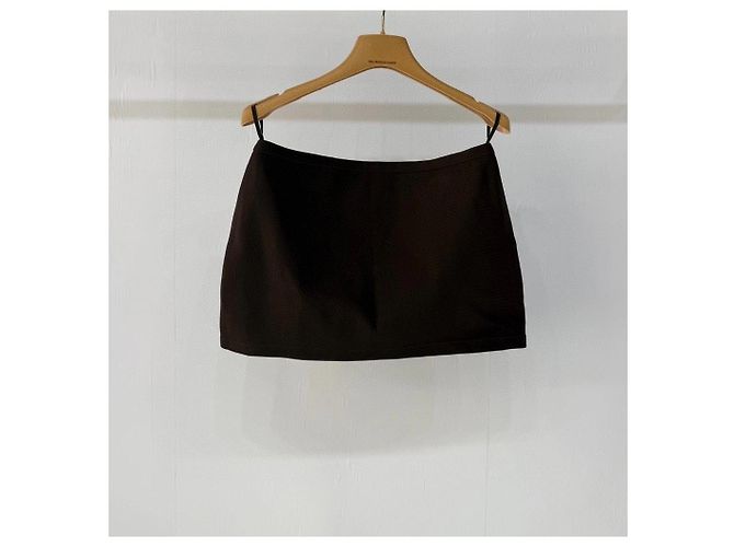 Gonna Miu Miu in cotone marrone con logo Multicolore - vista 2