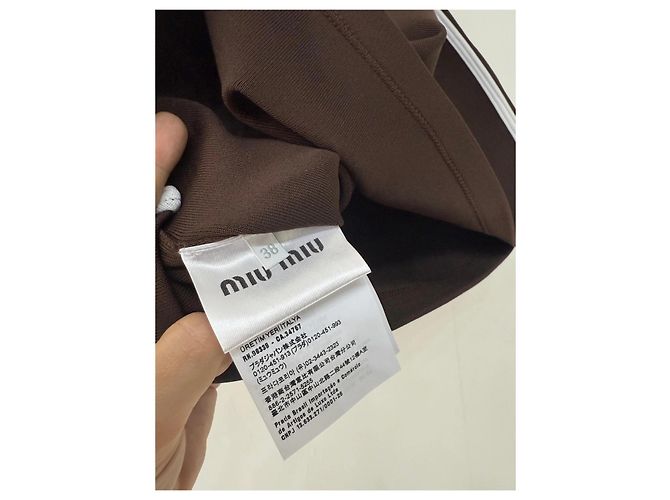 Gonna Miu Miu in cotone marrone con logo Multicolore - vista 7