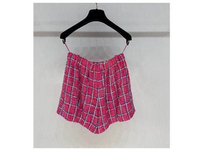 Shorts Chanel de Tweed Rosa Multicolor - vista 2
