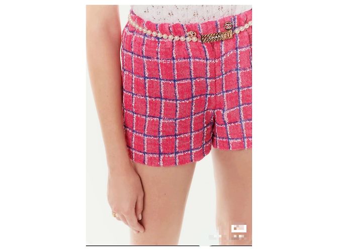 Shorts Chanel de Tweed Rosa Multicolor - vista 3