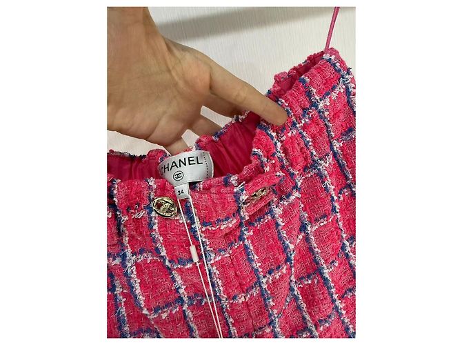 Shorts Chanel de Tweed Rosa Multicolor - vista 6