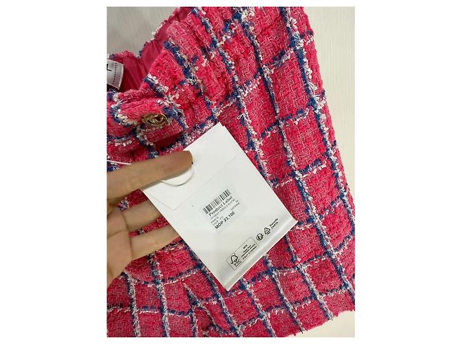 Shorts Chanel de Tweed Rosa Multicolor - vista 7