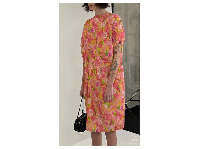 Prada Seersucker Kleid aus Seide Mehrfarbig Mehrfarben - Ansicht 9