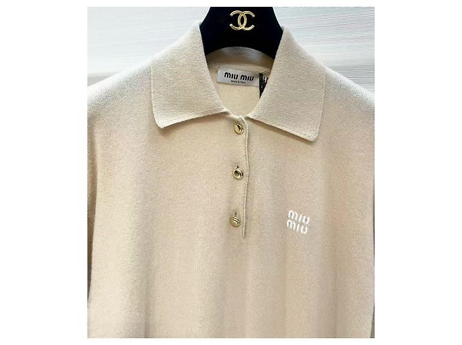 Polo de punto de cashmere Miu Miu Camel Multicolor - vista 2
