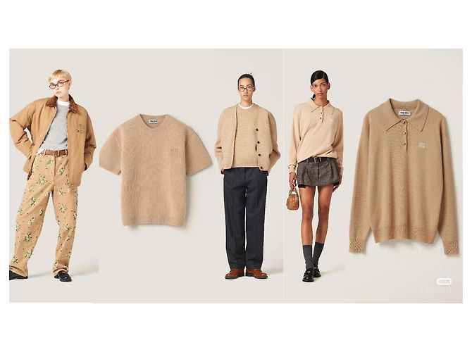 Polo de punto de cashmere Miu Miu Camel Multicolor - vista 8