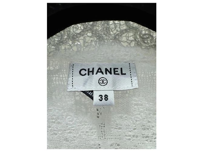 Chanel White Tweed Jacket with Sequined Camellia Logo Multiple colors - view 4