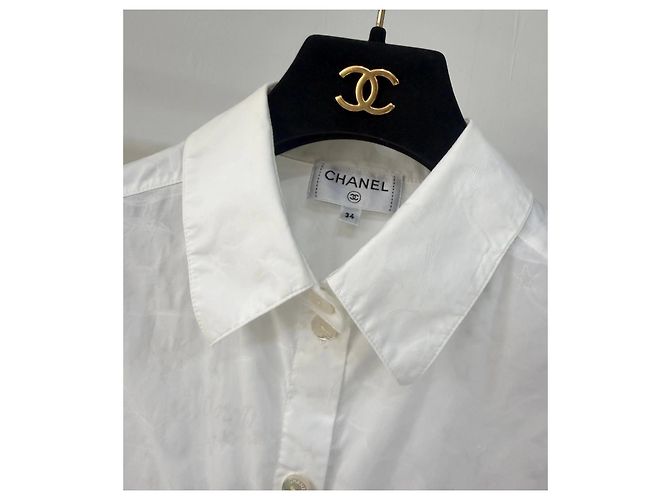 Camisa Chanel de algodón con estampado de cometa double-C blanca Multicolor - vista 4