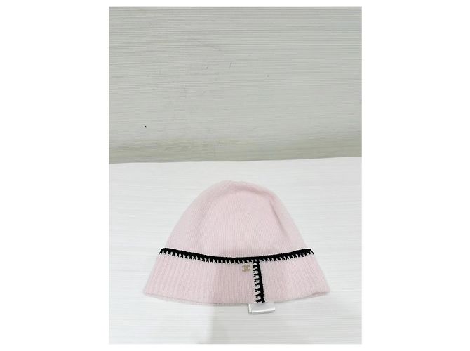 Chanel Strickbeanie aus Wolle in Rosa mit schwarzem Rand Mehrfarben - Ansicht 2