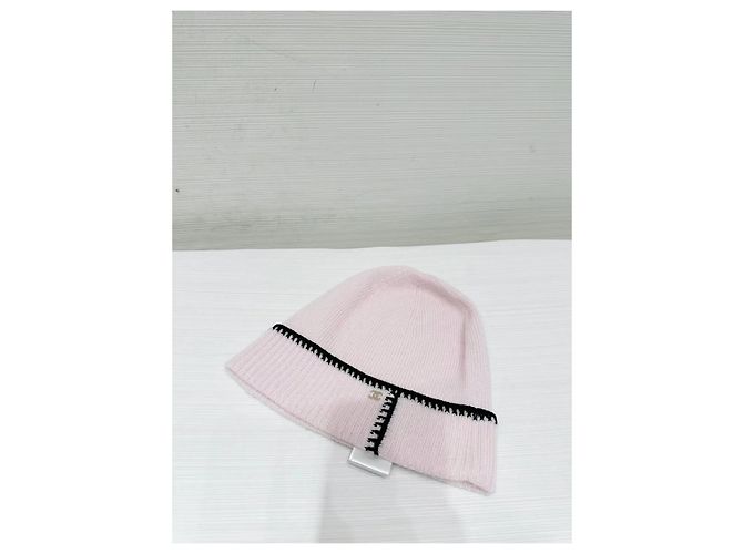 Chanel Strickbeanie aus Wolle in Rosa mit schwarzem Rand Mehrfarben - Ansicht 3