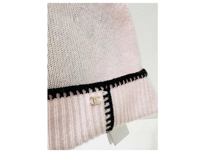 Chanel Strickbeanie aus Wolle in Rosa mit schwarzem Rand Mehrfarben - Ansicht 4
