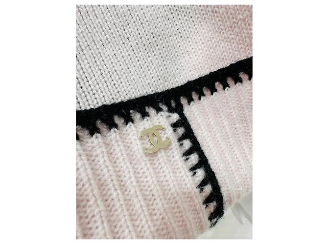 Chanel Strickbeanie aus Wolle in Rosa mit schwarzem Rand Mehrfarben - Ansicht 5