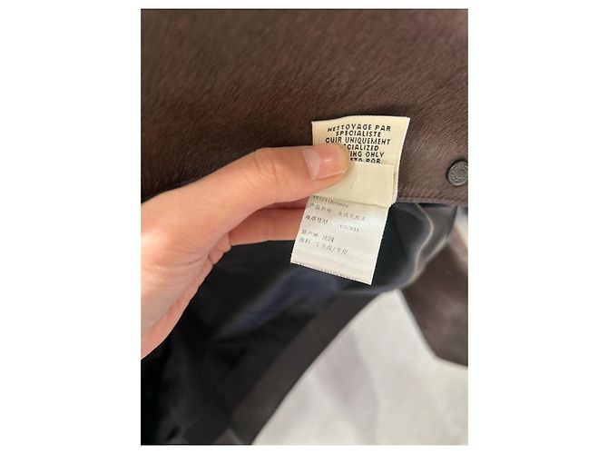 Cappotto Hermès in shearling e pelliccia di vacca Marrone 36 Multicolore - vista 3