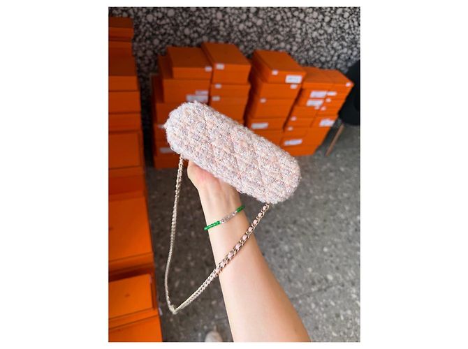 Mini Bolso Shell Chanel Rosa de Tweed Bouclé Multicolor - vista 4