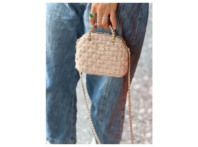 Mini Bolso Shell Chanel Rosa de Tweed Bouclé Multicolor - vista 6