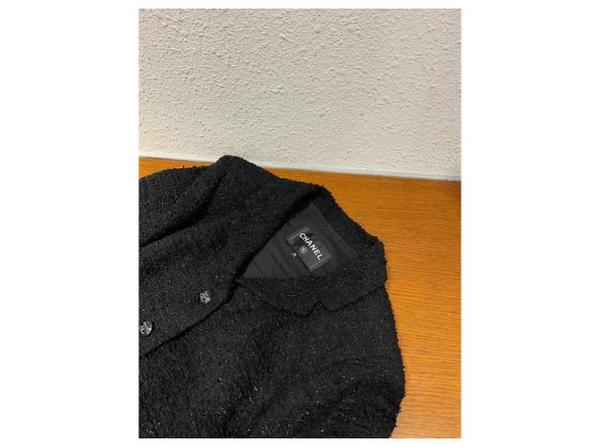 Chanel Black Tweed Jacket with Silver Thread Multiple colors - view 3