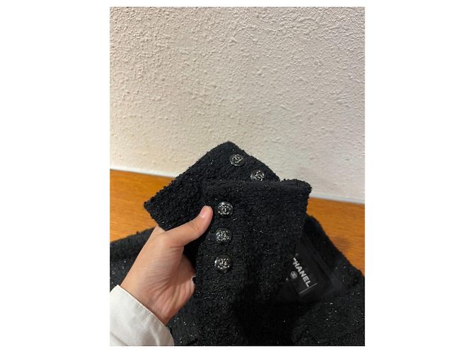 Chanel Black Tweed Jacket with Silver Thread Multiple colors - view 4