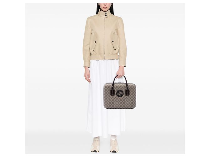 Borsa da lavoro Gucci GG Supreme Interlocking G Beige - vista 6