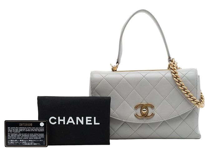 Borsa Chanel Medium Lambskin Trendy Spirit Top Handle Bag Satchel Grigia Grigio - vista 7