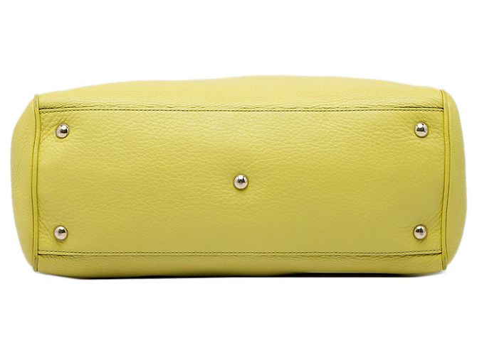 Bamboo Bolsa Shopper Satchel Gucci Medium em couro de bezerro amarela com bambu Amarelo - vista 3