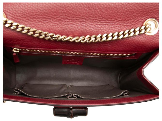 Borsa a tracolla Gucci Miss Bamboo Medium in pelle di vitello rossa Rosso - vista 4
