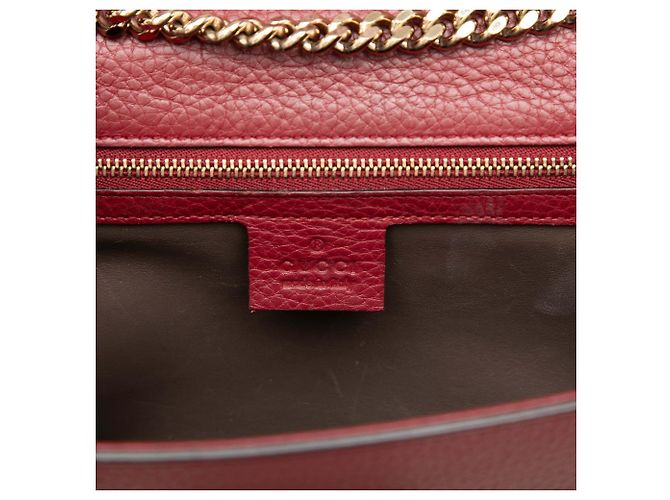 Borsa a tracolla Gucci Miss Bamboo Medium in pelle di vitello rossa Rosso - vista 5