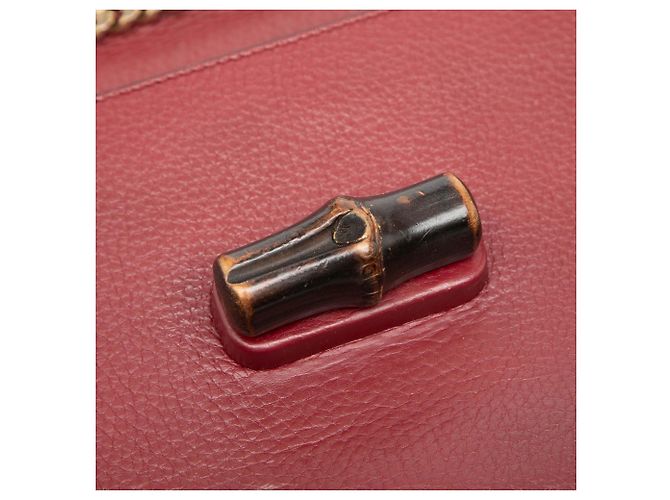 Borsa a tracolla Gucci Miss Bamboo Medium in pelle di vitello rossa Rosso - vista 6