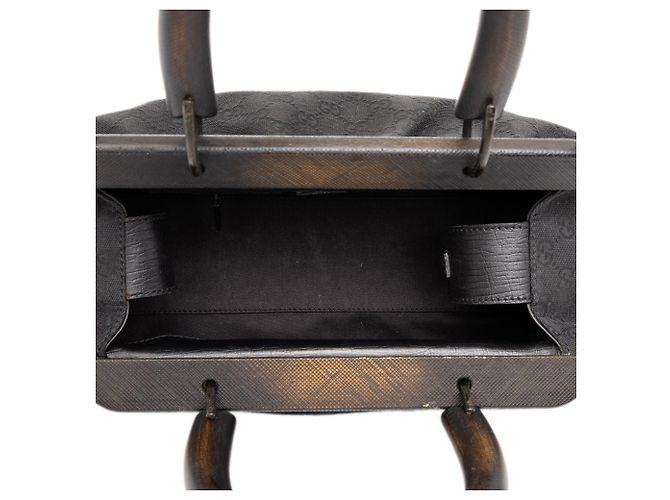 Borsa Gucci GG Canvas con struttura in legno nera Nero - vista 4