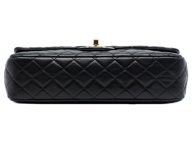 Borsa a tracolla Chanel Medium Classic Single Flap in pelle di agnello nera con ciondoli a cuore Valentines Nero - vista 3