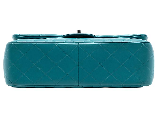 Borsa a tracolla Chanel Jumbo Classic Double Flap in pelle di agnello blu - vista 3