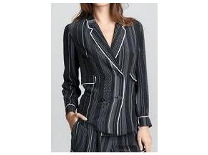 3.1 Phillip Lim Chaqueta de Seda a Rayas Negro Blanco - vista 2
