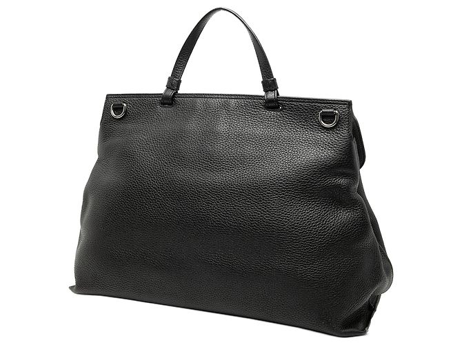Bamboo Borsa Satchel Daily Gucci Large in pelle nera con bambù Nero - vista 2