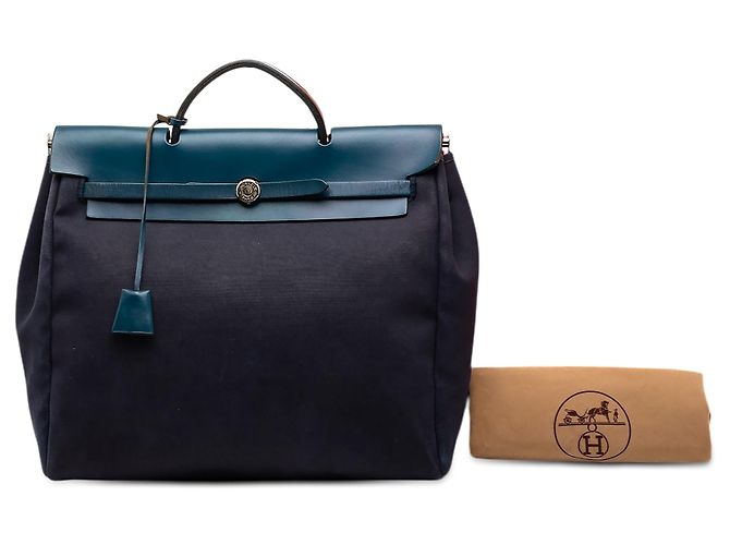 Bolso Hermès Toile Herbag MM azul - vista 11