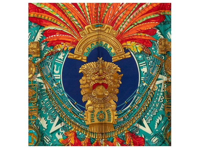 Hermès Mexique Seidentuch Blau - Ansicht 2