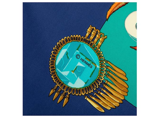 Hermès Mexique Seidentuch Blau - Ansicht 6