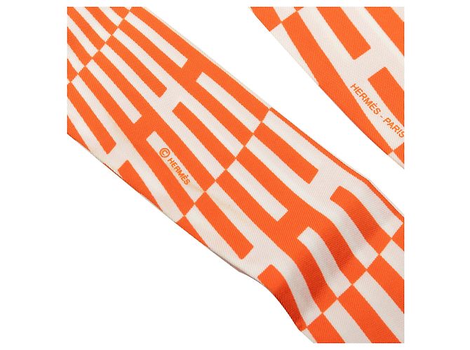 Hermès Op H Seidentuch Twilly Orange - Ansicht 4