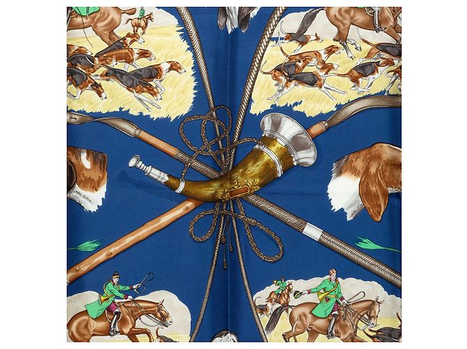 Foulard di seta Hermès Le Laisser Courre Blu 90 Scarves - vista 2