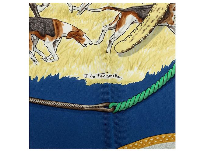 Foulard di seta Hermès Le Laisser Courre Blu 90 Scarves - vista 3