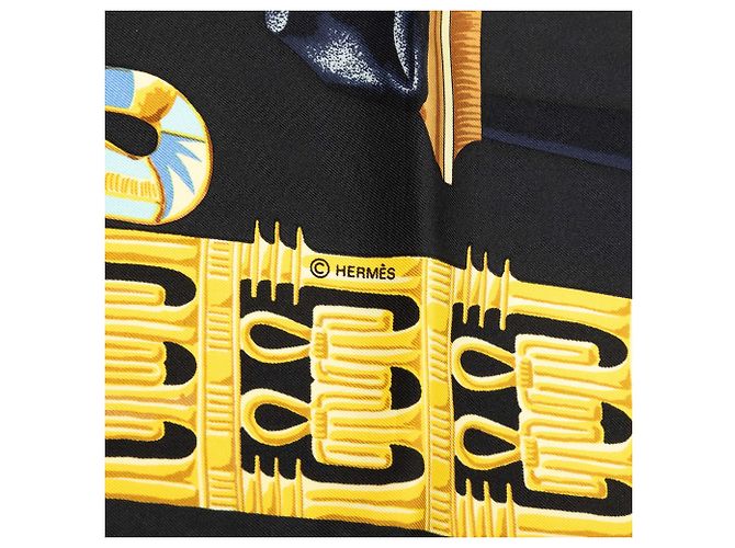 Foulard di seta Hermès Tutankhamun Nero 90 Scarves - vista 5