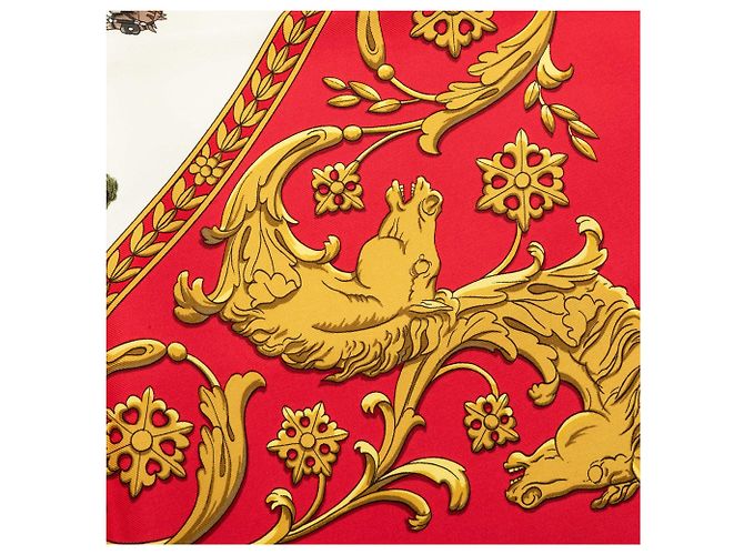Pañuelo de seda Hermès La Promenade De Longchamps rojo 90 Roja - vista 4