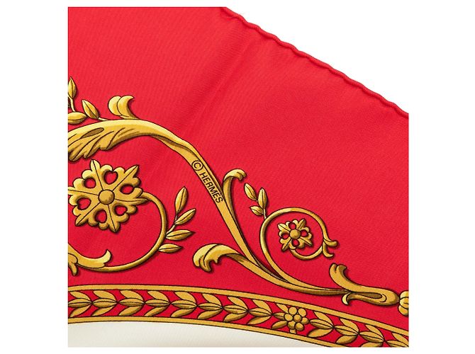 Pañuelo de seda Hermès La Promenade De Longchamps rojo 90 Roja - vista 6