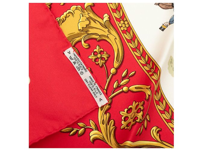 Pañuelo de seda Hermès La Promenade De Longchamps rojo 90 Roja - vista 7